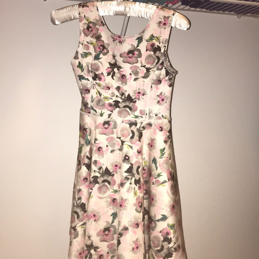 New, soft white and pink floral dress.